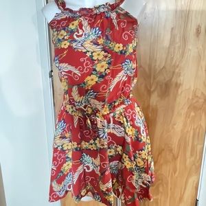 Ralph Lauren Girls 14 Sleeveless Patterned Red Dress